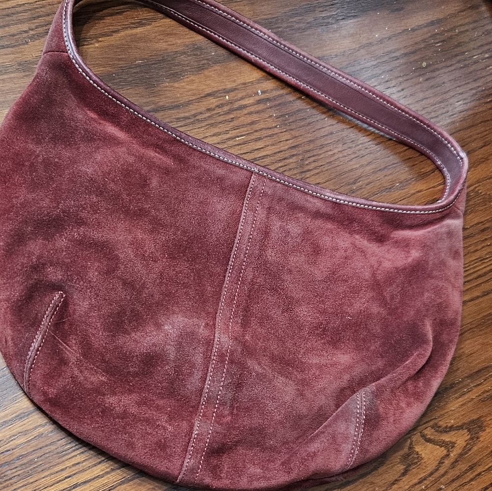 Coach Maroon Suede Shoulder Bag